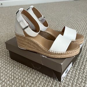 Franco Sarto White Wedge Ankle Strap Sandals